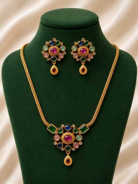 Navratan Choker Necklace Design