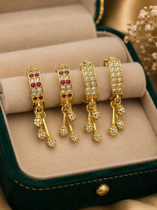 AD Earrings Design in Floral Style