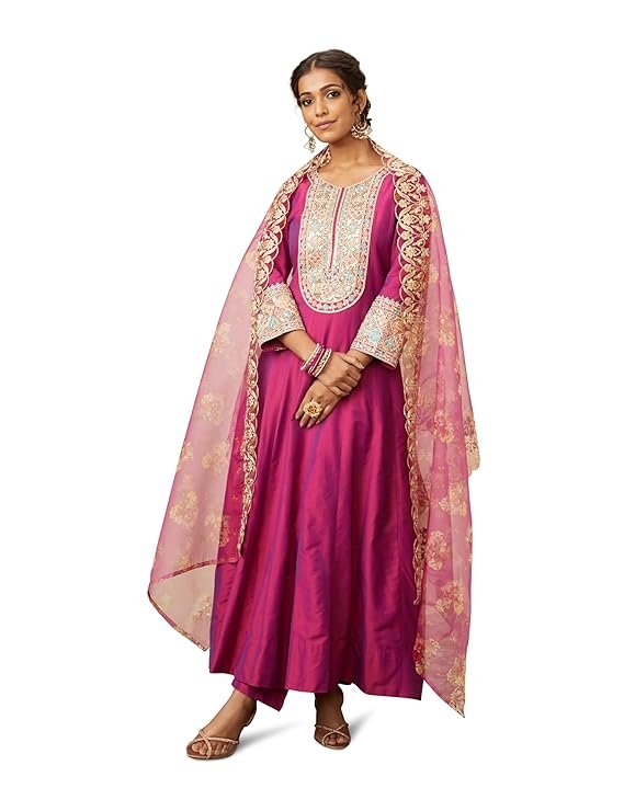 Embroidered Anarkali Kurta Pant Set
