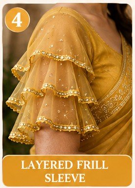 9 Stylish Blouse Sleeves Designs for Sarees 2026 latest 6 Layered Frill Sleeve Design