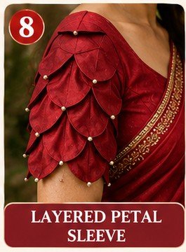 9 Stylish Blouse Sleeves Designs for Sarees 2026 latest 10 Layered Petal Sleeve Design