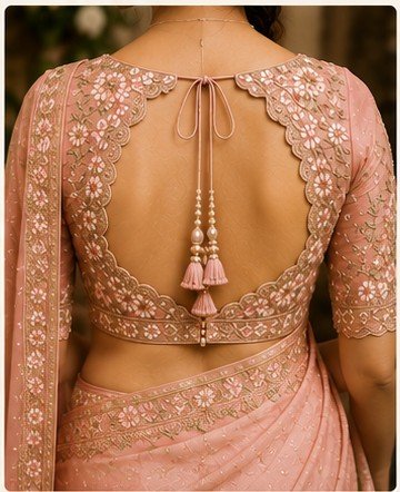 Scalloped Lace Blouse Back Design
