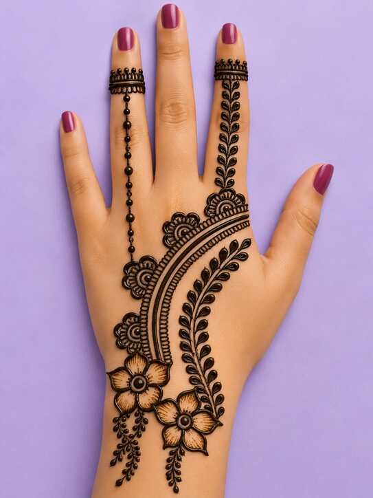 Half-Hand Floral mehndi Design
