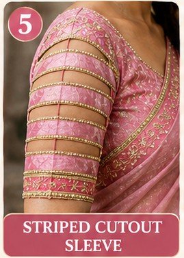 9 Stylish Blouse Sleeves Designs for Sarees 2026 latest 7 Striped Cutout Sleeve Design