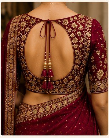 Tie-Up Oval Blouse Back Design