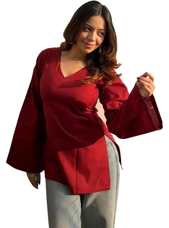 Best Short Kurti for Women: 5 Stylish Picks for Everyday Wear 2026 13 V Neck Full Sleeve Kurti