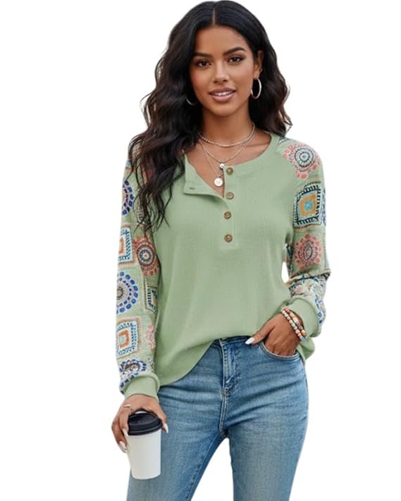 Women's Floral Print Round Nack Full Sleeve TOP