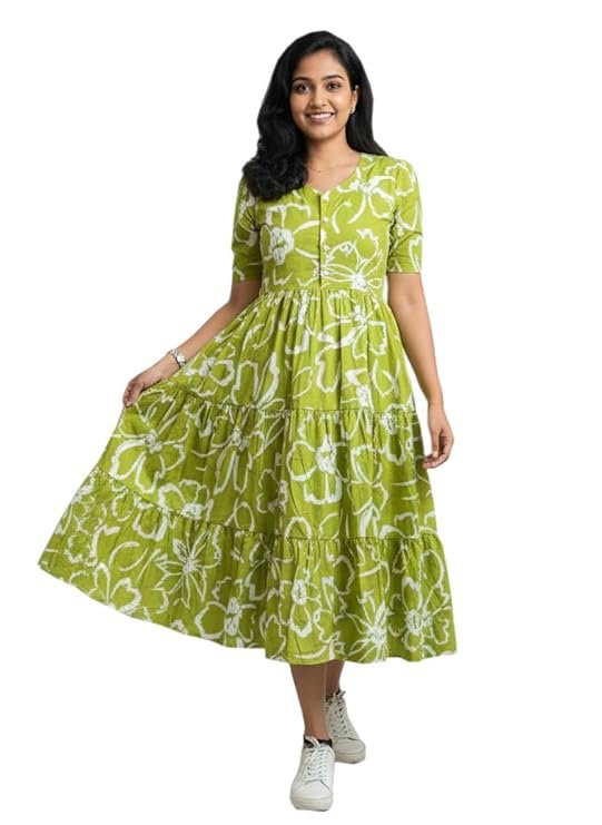 Floral Printed Rayon Midi Kurti