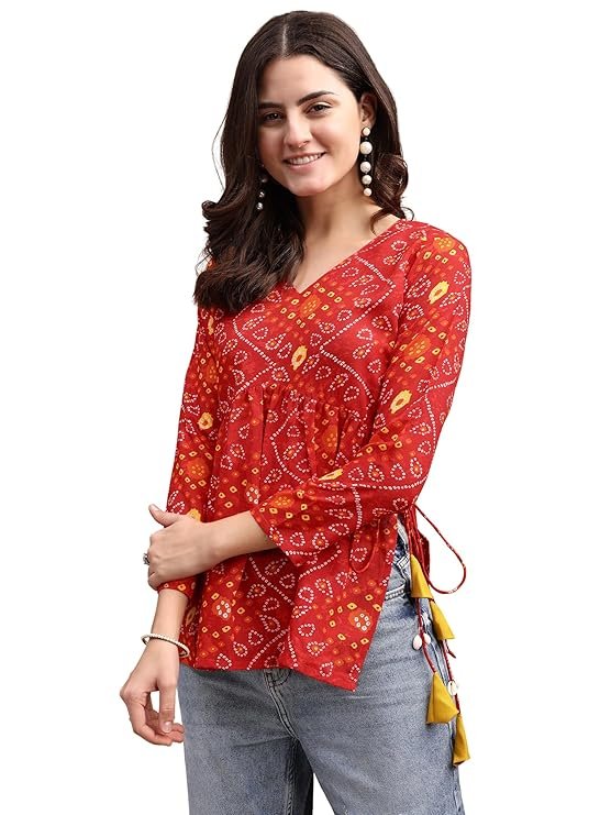 Women's Poly Rayon Printed Alia Cut Peplum Top