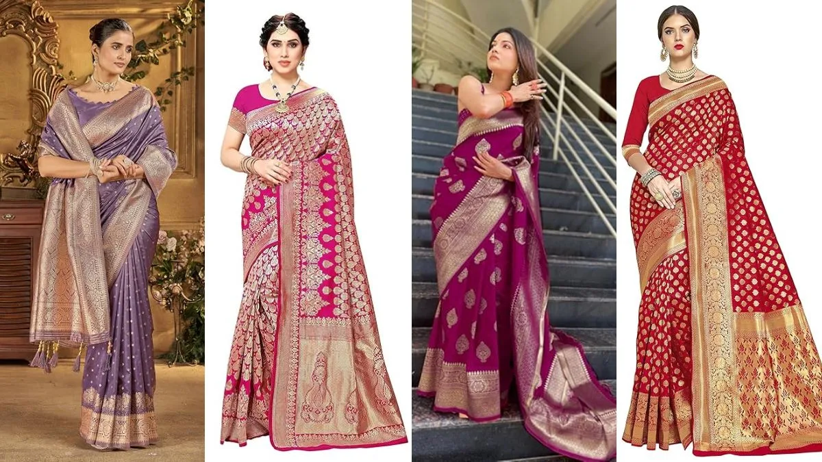5 Beautiful Banarasi Kanjivaram Silk Sarees for Weddings and Festivals 2026 3 Banarasi Kanjivaram Silk Sarees