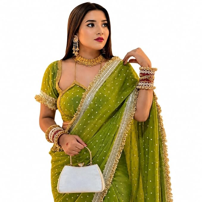 Beautiful Green Sarees for Sawan 2026: Top 5 Elegant Picks for Festive Wear 9 Satin Butti Saree