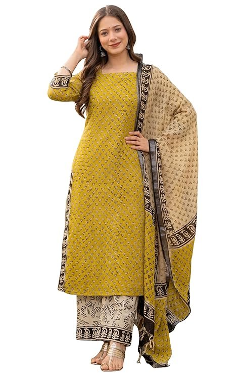 Kurta Designs: Stylish Ethnic Kurta Sets for Women on Amazon 9 Ethnic kurta set for women with printed and embroidered designs
