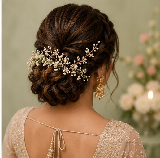 Bridal Hairstyles, Bridal Hairstyle Ideas, Indian Bridal Hairstyles, Wedding Hairstyles, Bridal Bun, Bridal Braid, Floral Bridal Hairstyle, Bridal Hair Accessories, Wedding Hair Ideas, Traditional Bridal Hairstyle, Bridal Hair 2026, Indian Wedding Hairstyles, Latest Bridal Hairstyles, Bridal Look, Wedding Inspiration