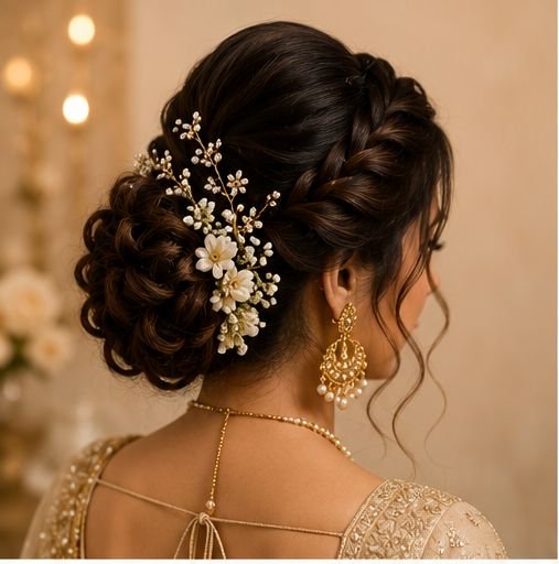 Bridal Hairstyles, Bridal Hairstyle Ideas, Indian Bridal Hairstyles, Wedding Hairstyles, Bridal Bun, Bridal Braid, Floral Bridal Hairstyle, Bridal Hair Accessories, Wedding Hair Ideas, Traditional Bridal Hairstyle, Bridal Hair 2026, Indian Wedding Hairstyles, Latest Bridal Hairstyles, Bridal Look, Wedding Inspiration