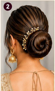 10 elegant bun hairstyles for women featuring low messy bun, sleek bun, floral bun, braided bun, twisted pearl bun, side swept bun, and high bun for weddings and festive occasions.