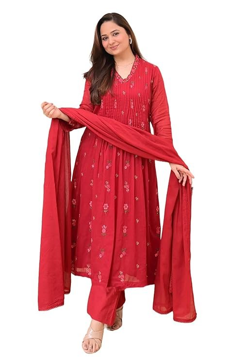 Embroidery Solid Anarkali Kurta