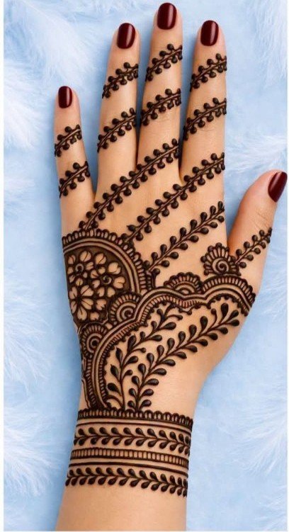 25 Latest Raksha Bandhan Mehndi Designs 2026 for Front & Back Hands 8 Latest Raksha Bandhan mehndi designs featuring simple back hand, Arabic, floral, mandala, bracelet, and full-hand henna patterns for women in 2026.