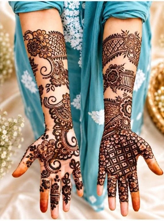 25 Latest Raksha Bandhan Mehndi Designs 2026 for Front & Back Hands 10 Latest Raksha Bandhan mehndi designs featuring simple back hand, Arabic, floral, mandala, bracelet, and full-hand henna patterns for women in 2026.
