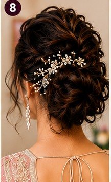 10 elegant bun hairstyles for women featuring low messy bun, sleek bun, floral bun, braided bun, twisted pearl bun, side swept bun, and high bun for weddings and festive occasions.