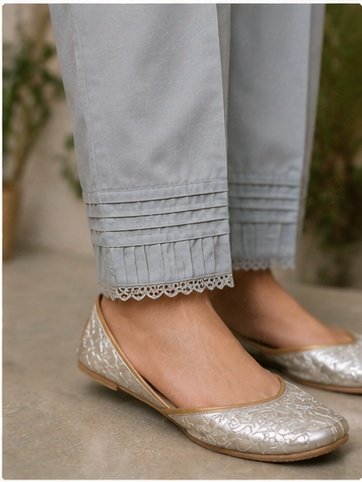 Trousers Designs: 9 Stylish Pant Mohri Designs for Women to Try in 2026 10 9 stylish pant mohri designs featuring scalloped lace, layered cutwork, pleated cuffs, diamond lace, V-cut pleats, pintuck lace, floral lace, and chevron cuts.