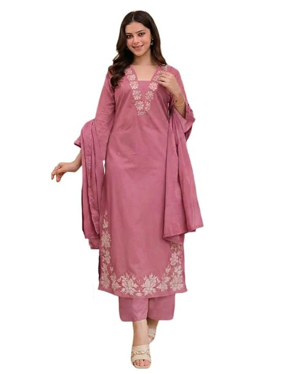 Pure Cotton Embroidered Kurta Set for Women