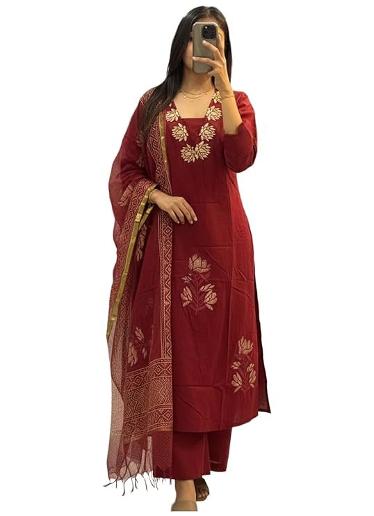 Straight fit Printed Embroidered Kurta