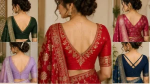 V-Neck Blouse Designs for Elegant Wedding and Festive Looks in 2026 1 V-Neck Blouse Designs