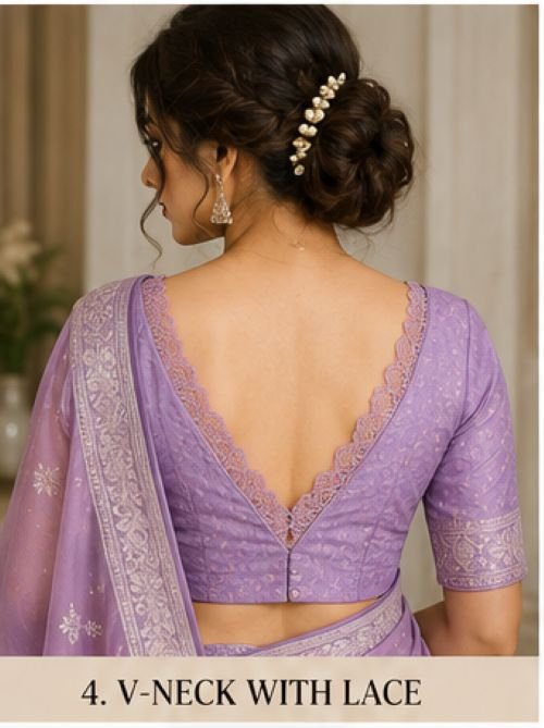 V-Neck Blouse Designs for Elegant Wedding and Festive Looks in 2026 8 V-Neck Blouse Designs, V-Neck Blouse Designs 2026, V-Neck Blouse for Saree, V-Neck Blouse Back Designs, Designer Blouse Designs, Latest Blouse Designs, Saree Blouse Designs, Deep V-Neck Blouse, Bridal Blouse Designs, Party Wear Blouse