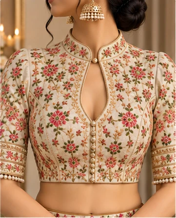 Floral embroidered blouse design for Navratri