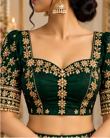 Stylish green blouse design for Women