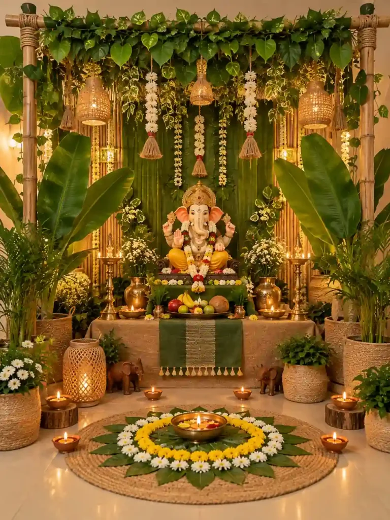Ganesh Chaturthi Decoration Ideas 2026: घर पर ऐसे सजाएं Ganpati Mandap 6 Beautiful Ganesh Chaturthi decoration ideas with flowers, diyas and rangoli at home