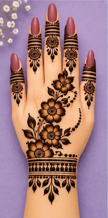 25 Mahandi Dijain Photo: Navratri 2026 के लिए खूबसूरत Mehndi Designs 2026 8 Floral Mehndi Design 01 4