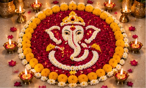 Flower Rangoli Designs for Ganesh Chaturthi 2026