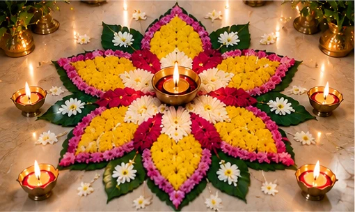 Marigold Flower Rangoli Design 2026