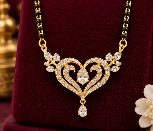 Mangalsutra Designs : 12 Latest Mangalsutra Designs for Women in 2026 11 Heart Pendant Mangalsutra