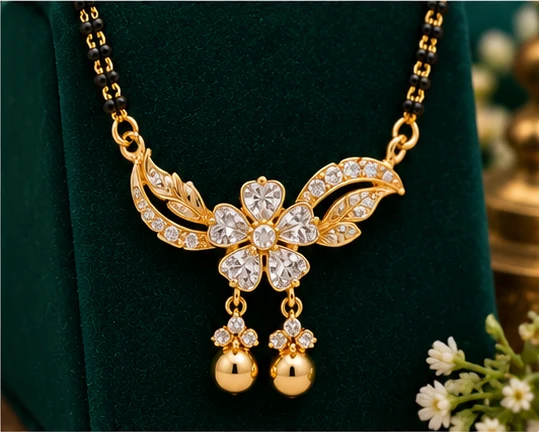 Mangalsutra Designs : 12 Latest Mangalsutra Designs for Women in 2026 14 Floral Bell Mangalsutra Design