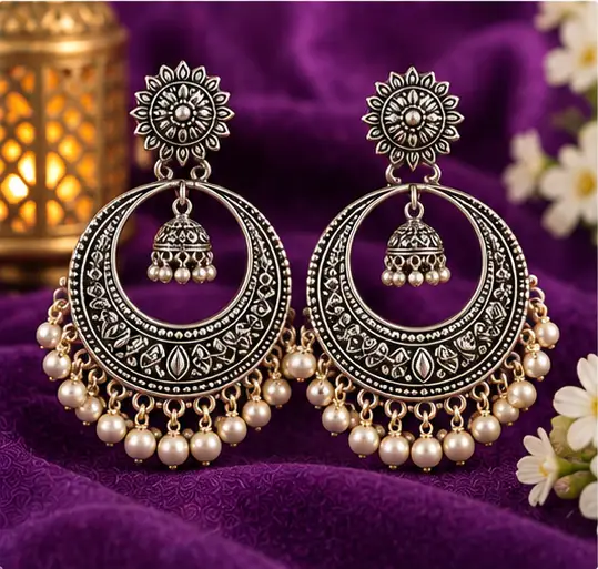 Chandbali with Mini Jhumka