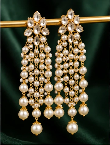 latest pearl earrings designs for women including pearl jhumkas, drop earrings, hoops and floral styles