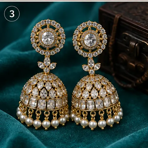 Latest Jhumka Earrings Designs for Women: इन खूबसूरत झुमका डिजाइन्स से Festive Look में आएगा Royal Touch! 8 Stone Jhumka Earrings Design for women