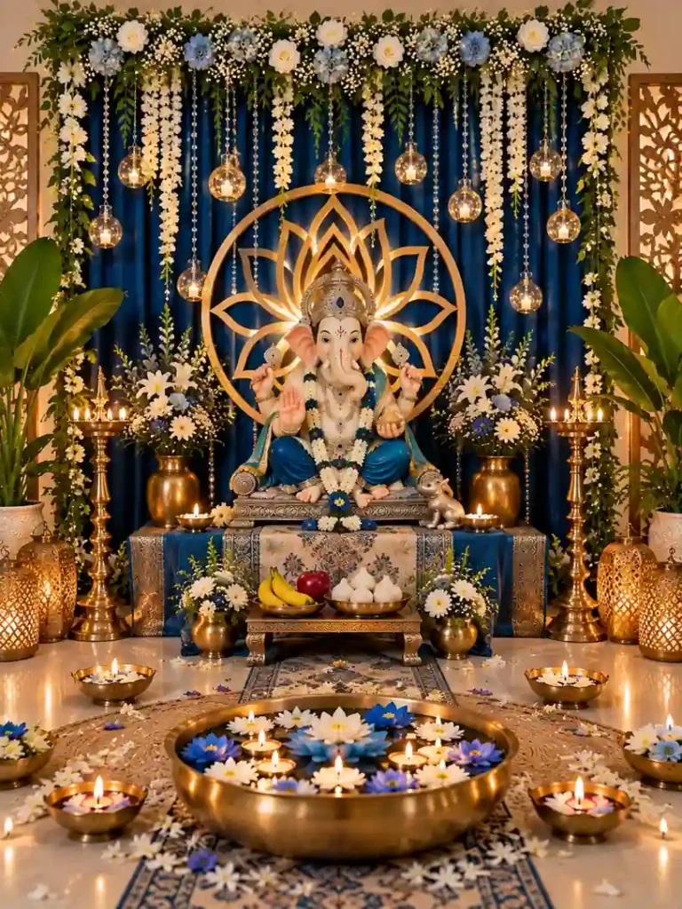 Ganesh Chaturthi Decoration Ideas 2026: घर पर ऐसे सजाएं Ganpati Mandap 13 Beautiful Ganesh Chaturthi decoration ideas with flowers, diyas and rangoli at home