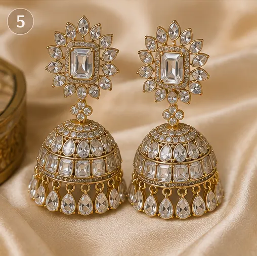 Latest Jhumka Earrings Designs for Women: इन खूबसूरत झुमका डिजाइन्स से Festive Look में आएगा Royal Touch! 10 Square Stone Earrings Design